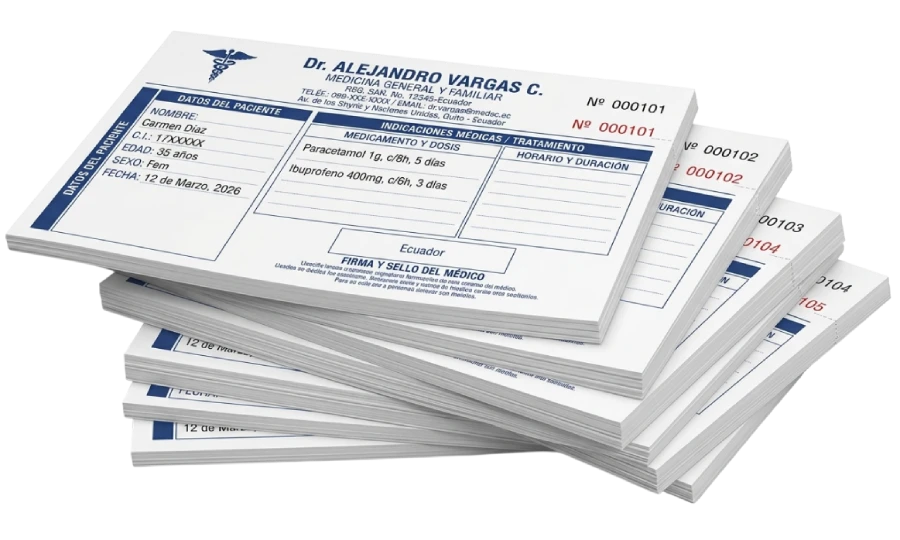 Recetarios Médicos A5 en Block con Numeración y Perforado