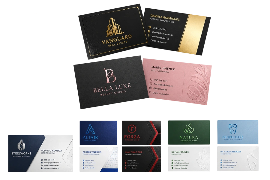 Tarjetas de Presentación Pan de Oro y UV Selectivo Personalizadas
