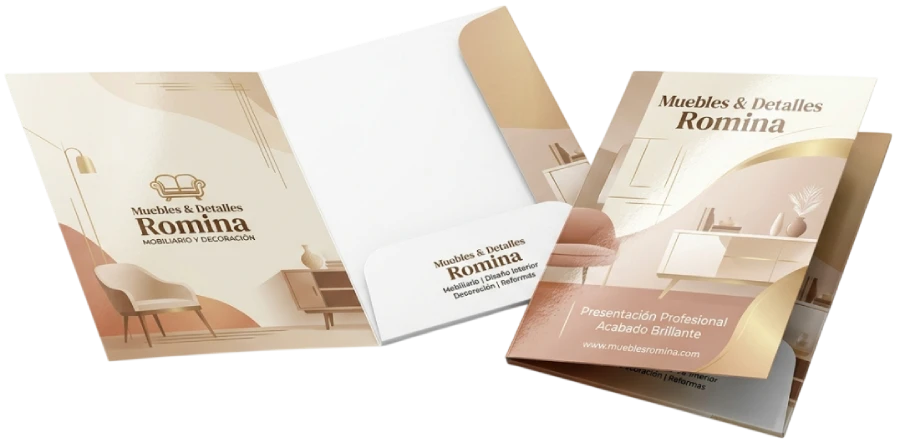 Carpeta Corporativa UV Brillo con Bolsillo en Cartulina 245g