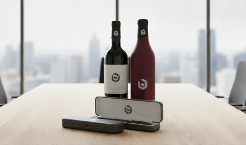 Kit de vino más esferos metálicos de marca