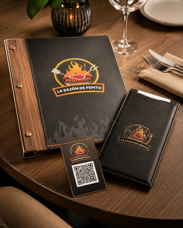 Menús, códigos QR y material impreso personalizado para restaurantes y cafeterías