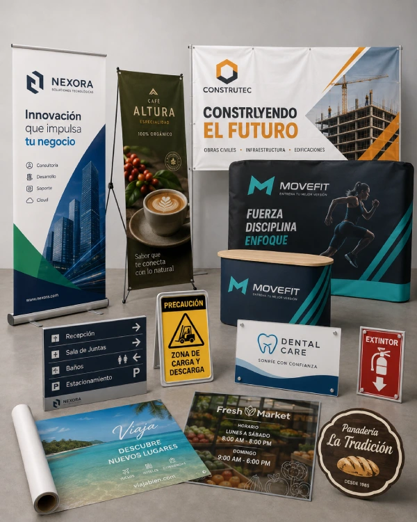 Productos de publicidad y gran formato como rotulación, banners, lonas, viniles, señáletica, entre otros.